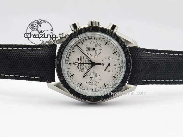 1229 TimelessDesign Speedmaster JHF SS Snoopy Award 45th Anniversary White Dial On Black Nylon Strap 8209